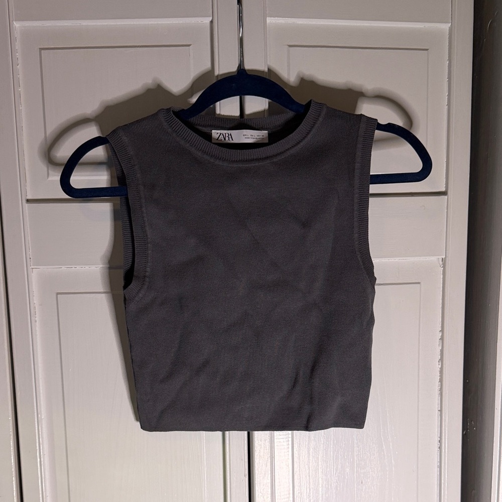 Zara Charcoal Cropped Tank Top